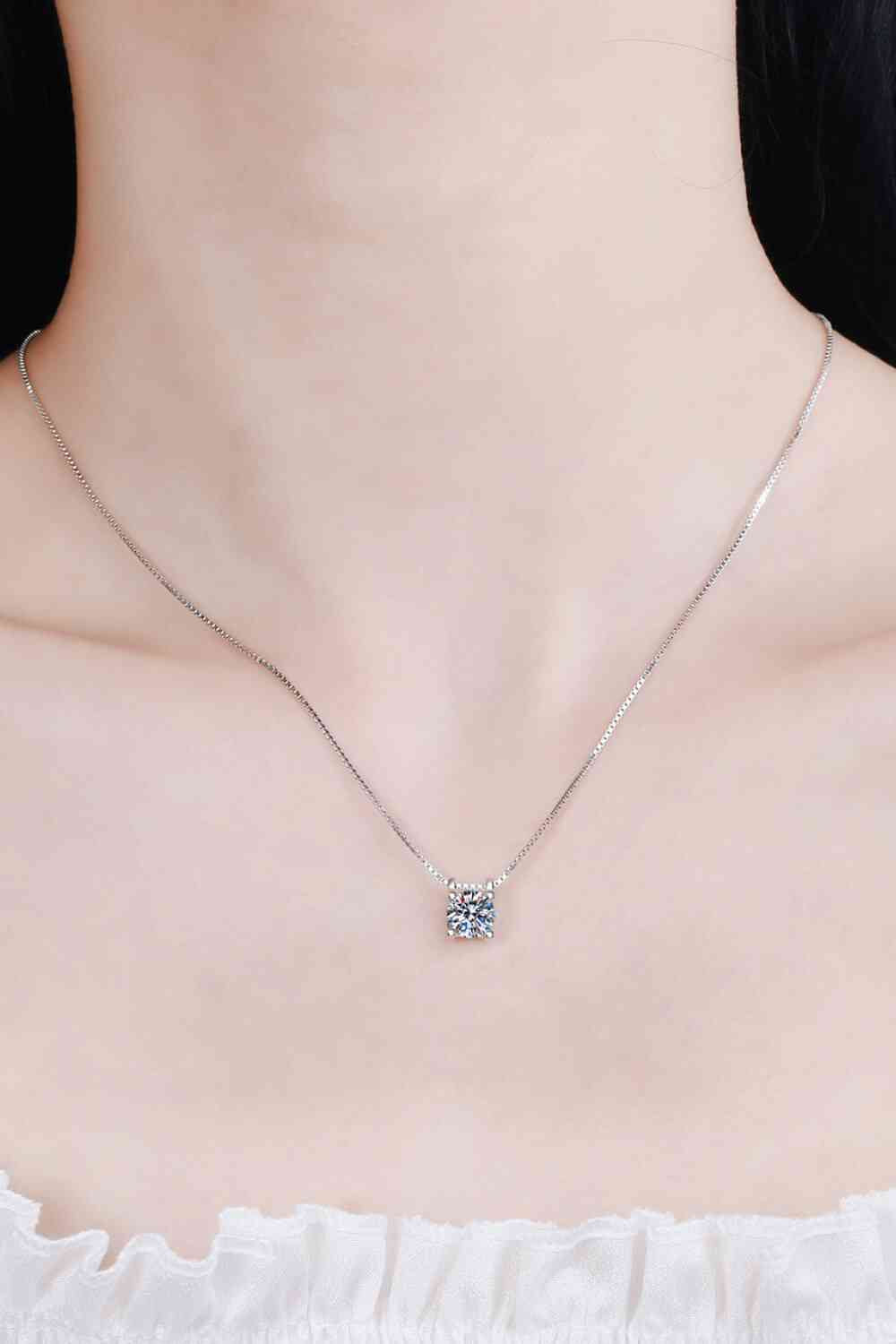 1 Carat Moissanite 925 Sterling Silver Chain Necklace - Pahabu - Women Fashion & Jewelry