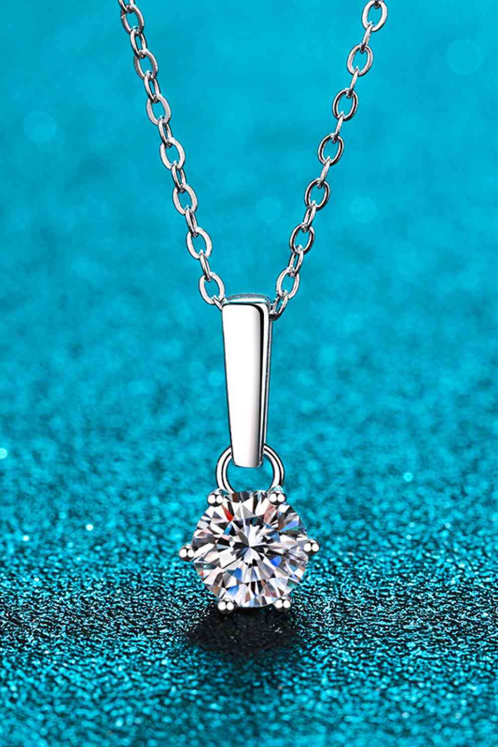 1 Carat Moissanite 925 Sterling Silver Chain-Link Necklace - Pahabu - Women Fashion & Jewelry