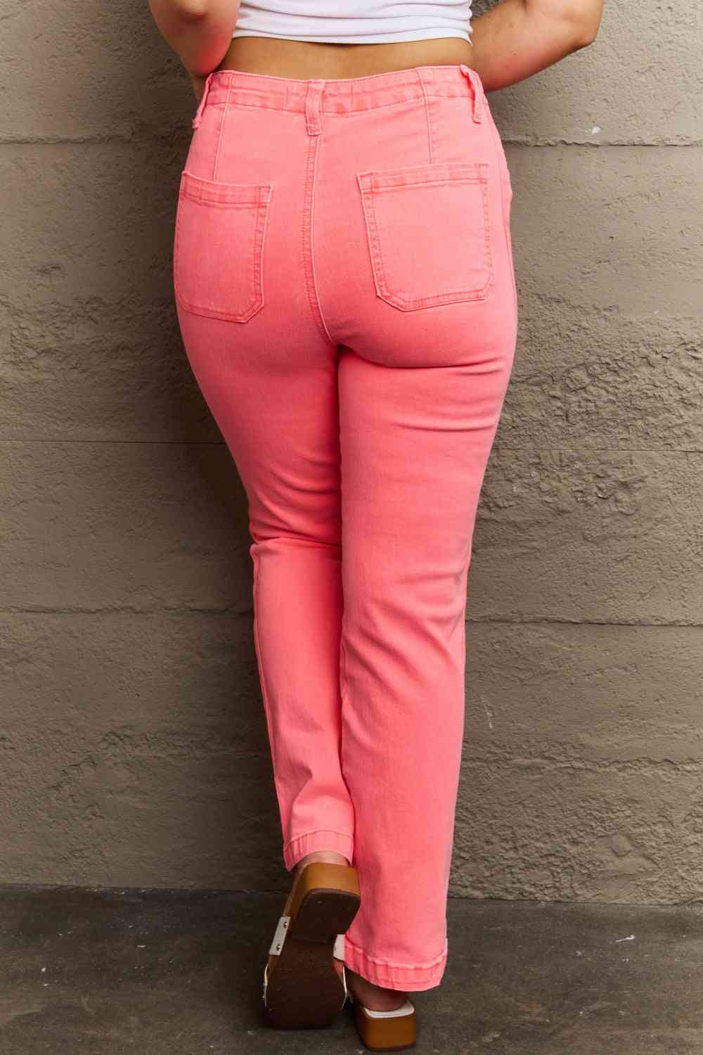 RISEN Kenya Full Size High Waist Side Twill Straight Jeans - Pahabu