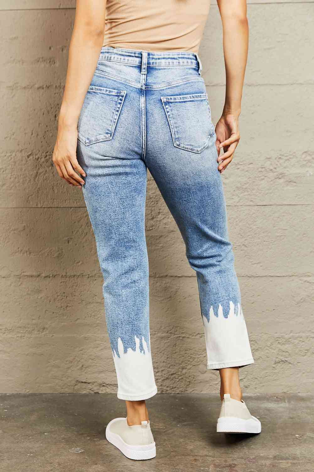 BAYEAS High Waisted Distressed Painted Cropped Skinny Jeans - Pahabu