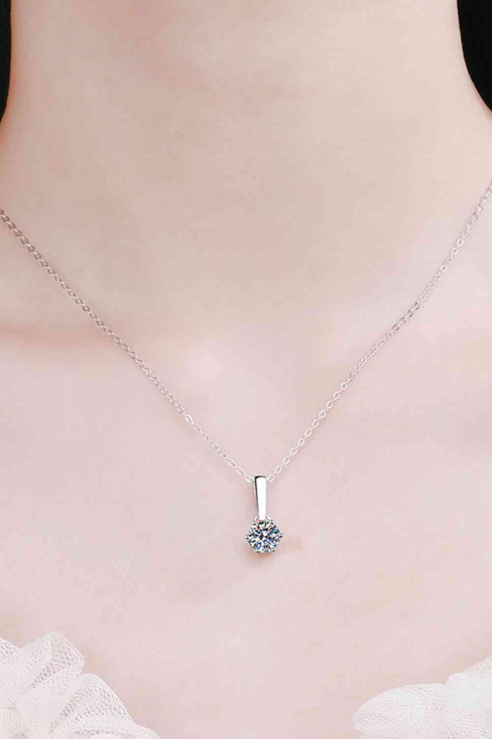 1 Carat Moissanite 925 Sterling Silver Chain-Link Necklace - Pahabu - Women Fashion & Jewelry