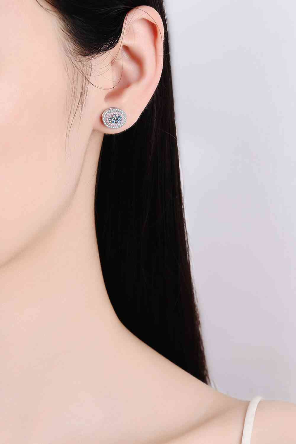 Platinum-Plated Moissanite Stud Earrings - Pahabu