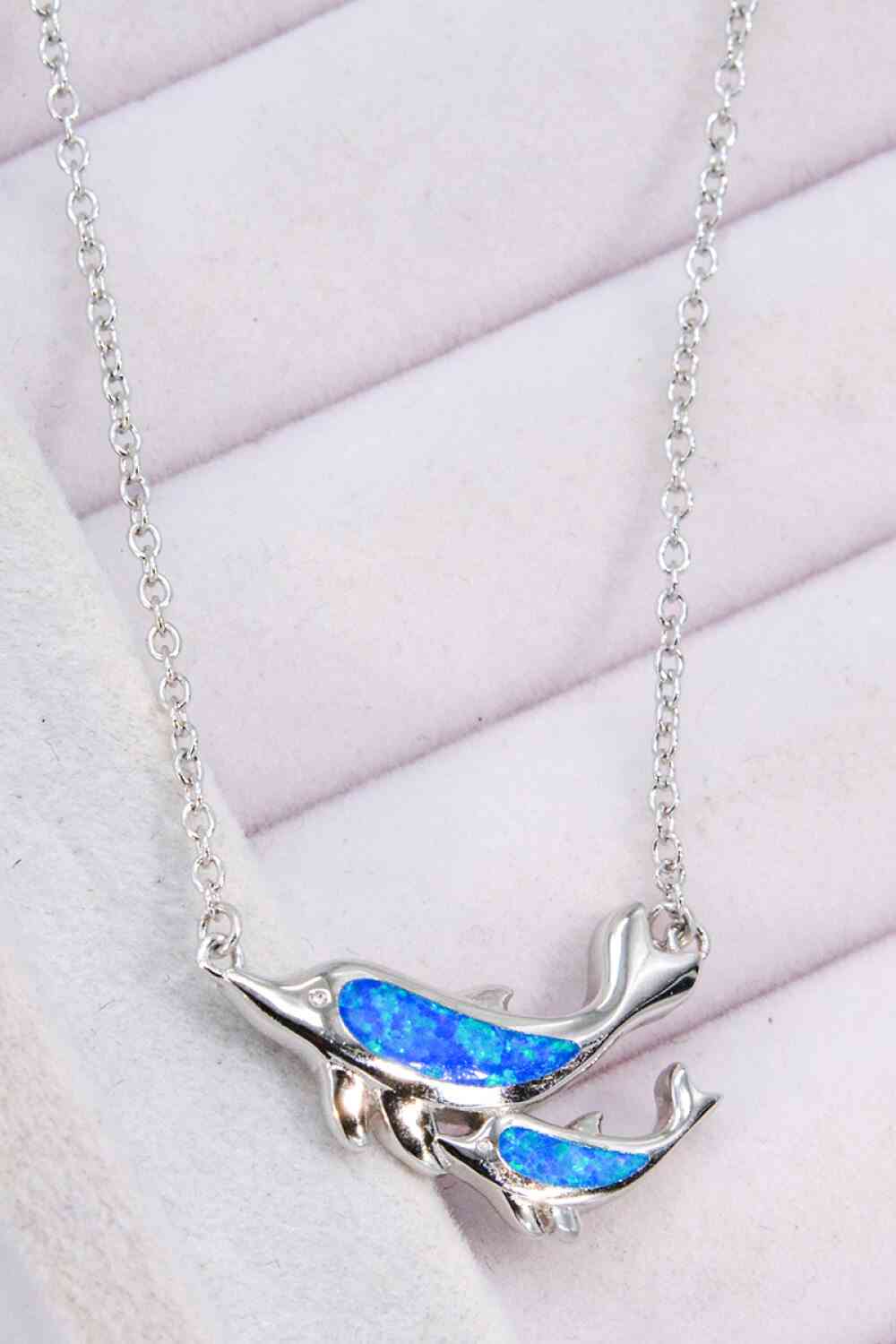 Opal Dolphin Chain-Link Necklace - Pahabu - Women Fashion & Jewelry