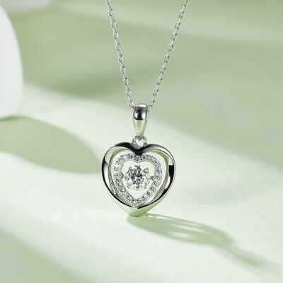 Moissanite 925 Sterling Silver Heart Necklace - Pahabu - Women Fashion & Jewelry