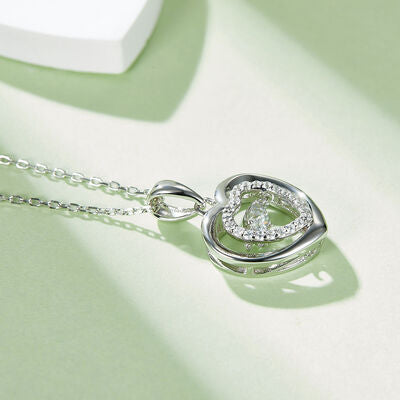 Moissanite 925 Sterling Silver Heart Necklace - Pahabu - Women Fashion & Jewelry