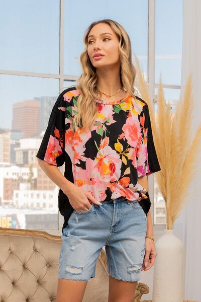Sew In Love Full Size Floral Round Neck Short Sleeve T-Shirt - Pahabu