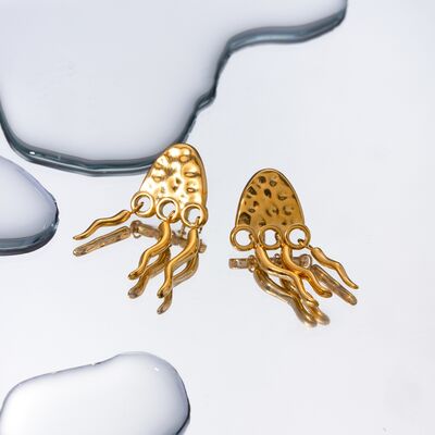 18K Gold-Plated Stainless Steel Jellyfish Earrings - Pahabu