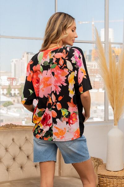 Sew In Love Full Size Floral Round Neck Short Sleeve T-Shirt - Pahabu