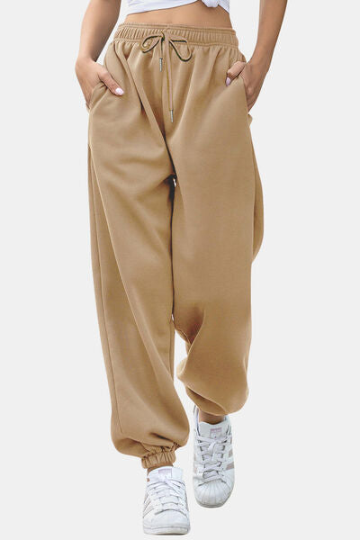 Elastic Waist Joggers with Pockets - Pahabu - Women's Clothing & Shop