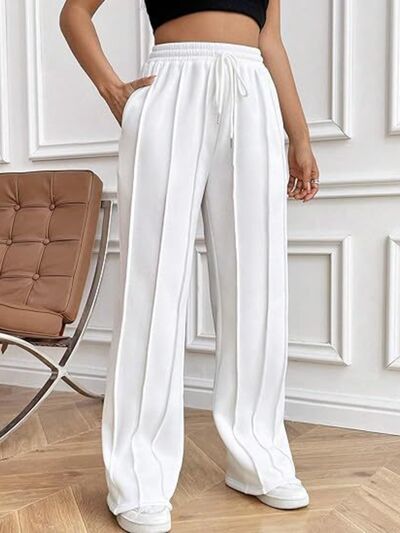 Drawstring Wide Leg Pants with Pockets - Pahabu - Women's Clothing & Shop