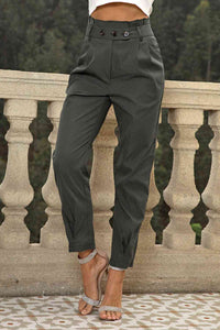 High Waist Cropped Pants - Pahabu - Women's Clothing & Shop