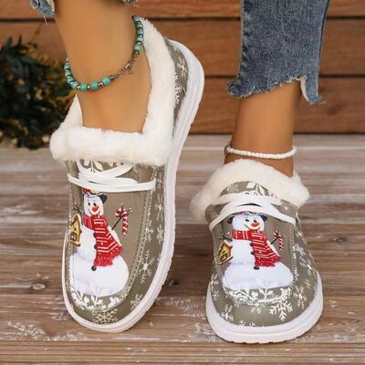 Snowman Print Round Toe Slip-Ons - Pahabu - Women's Clothing & Shop