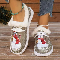 Snowman Print Round Toe Slip-Ons - Pahabu - Women's Clothing & Shop
