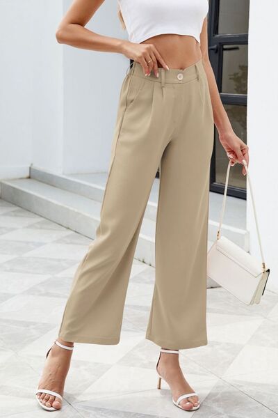 Pocketed High Waist Pants - Pahabu - Women's Clothing & Shop