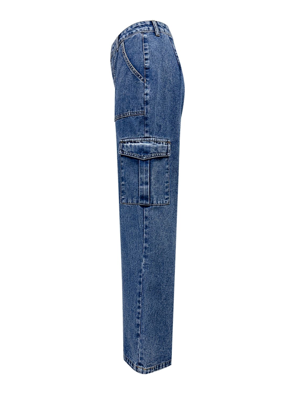High Rise Straight Jeans with Cargo Pockets - Pahabu - Women's Clothing & Shop
