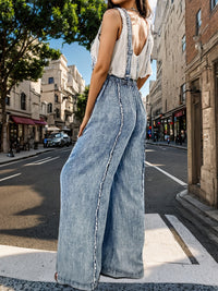 Adjustable Strap Wide Leg Denim Overalls - Pahabu - Women's Clothing & Shop