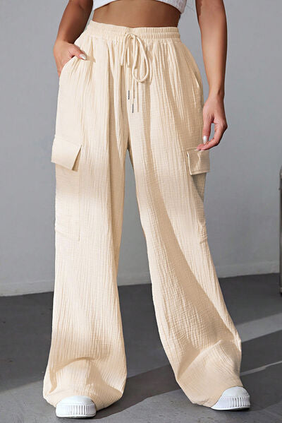 Drawstring Pocketed Wide Leg Pants - Pahabu - Women's Clothing & Shop