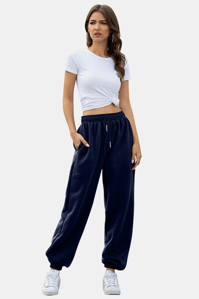 Elastic Waist Joggers with Pockets - Pahabu - Women's Clothing & Shop