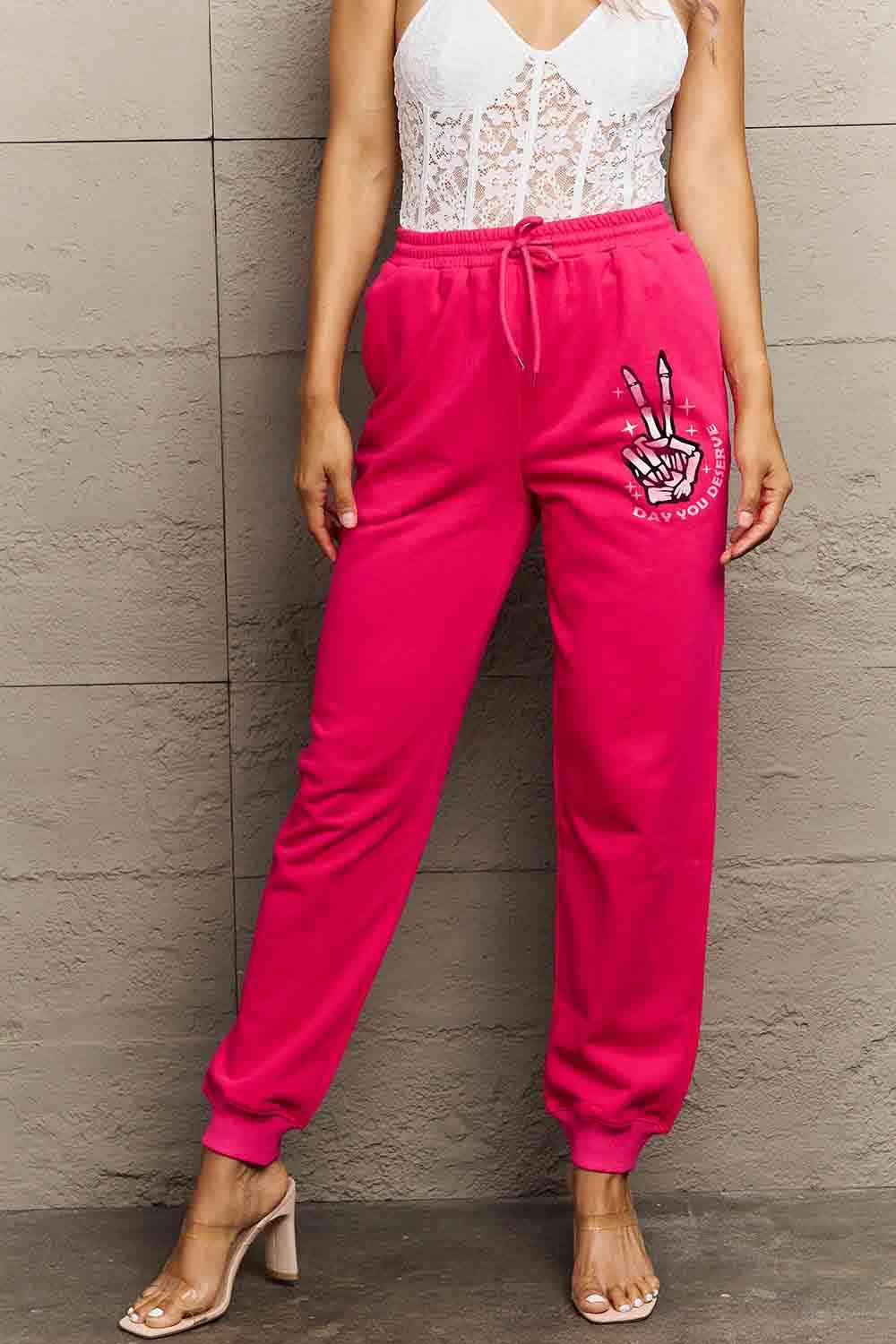 Simply Love Simply Love Full Size Drawstring DAY YOU DESERVE Graphic Long Sweatpants - Pahabu - Women's Clothing & Shop