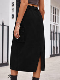 Slit Buttoned Denim Skirt with Pockets - Pahabu - Women's Clothing & Shop