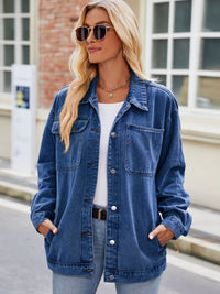 Button Up Denim Jacket with Pockets - Pahabu - Women's Clothing & Shop