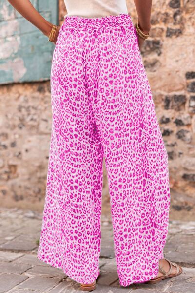 Leopard Drawstring Wide Leg Pants - Pahabu - Women's Clothing & Shop