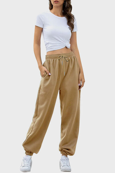 Elastic Waist Joggers with Pockets - Pahabu - Women's Clothing & Shop