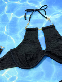 Halter Neck Chain Detail Two-Piece Bikini Set - Pahabu - Women's Clothing & Shop