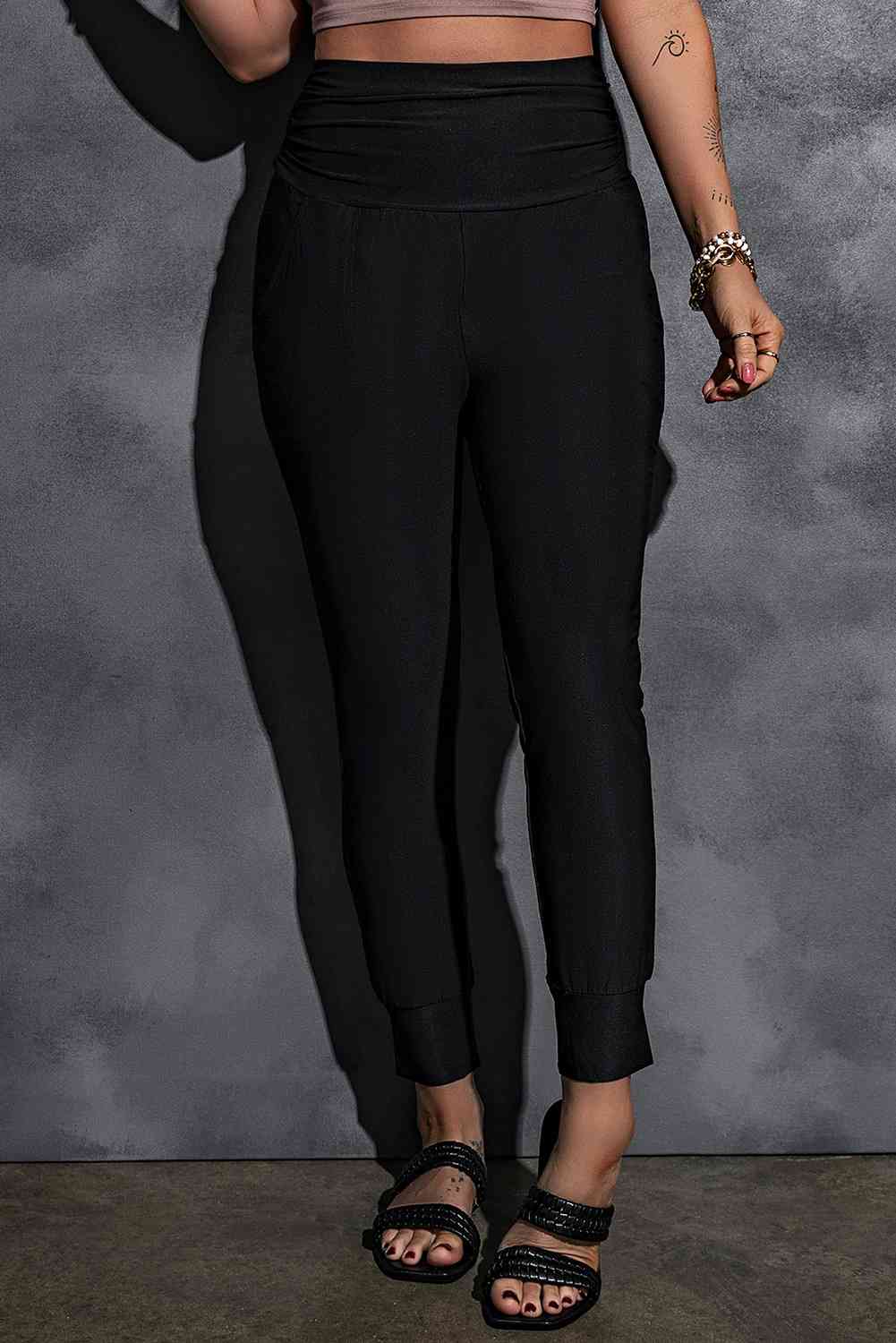 High-Rise Wide Waistband Joggers - Pahabu - Women's Clothing & Shop