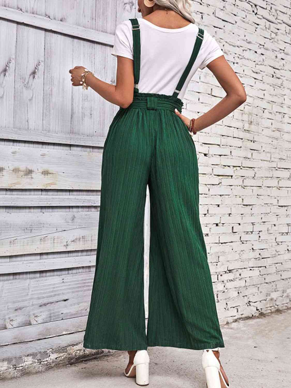 Perfee Tie Belt Wide Leg Overalls - Pahabu - Women's Clothing & Shop