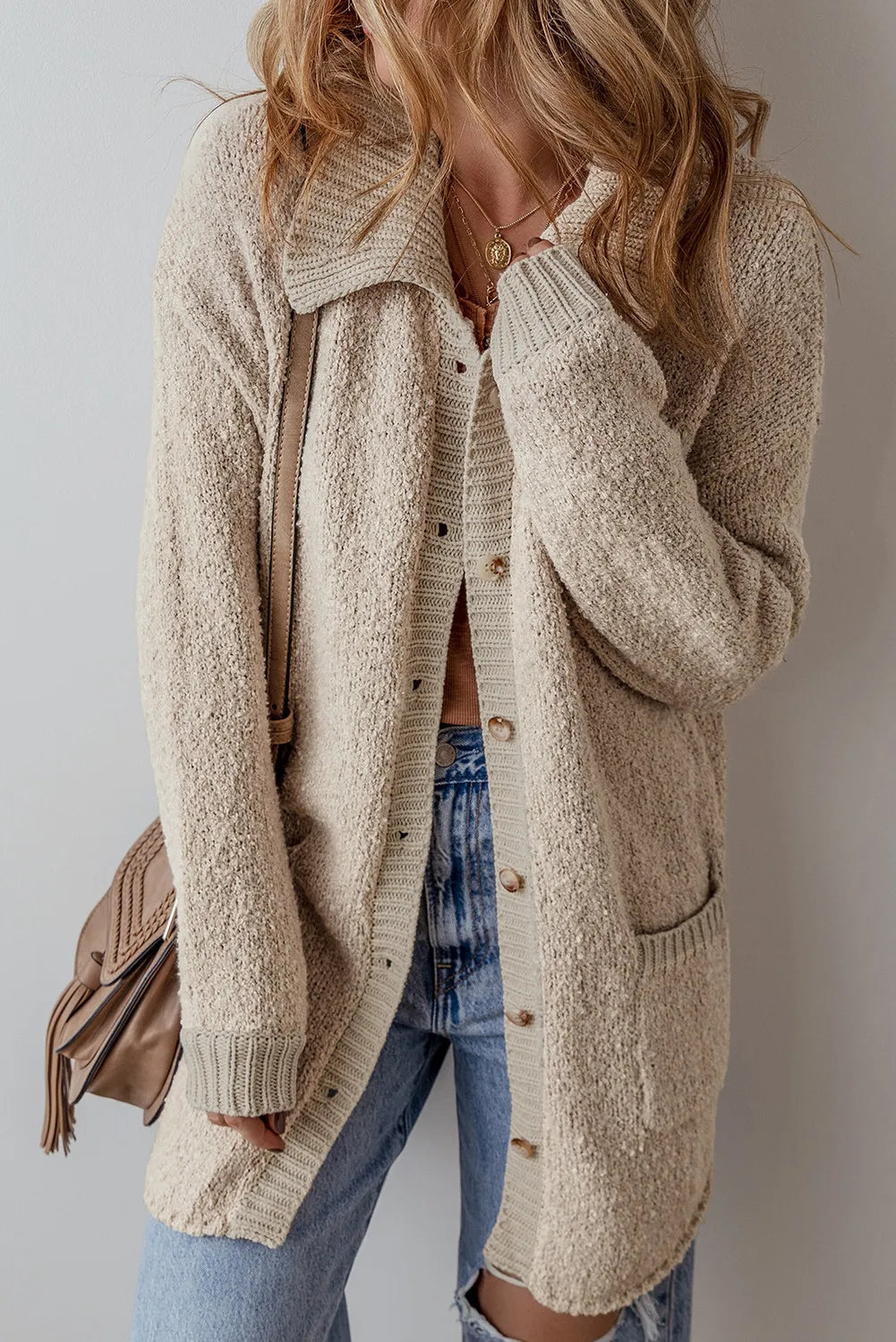 Pocketed Button Up Long Sleeve Cardigan - Pahabu - Women's Clothing & Shop