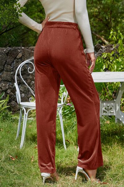 Velvet Wide Leg Pants with Pockets - Pahabu - Women's Clothing & Shop