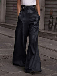 Half Elastic Waist Wide Leg Pants - Pahabu - Women's Clothing & Shop