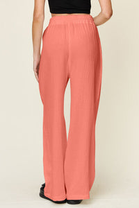 Double Take Full Size Texture Drawstring Wide Leg Pants - Pahabu - Women's Clothing & Shop