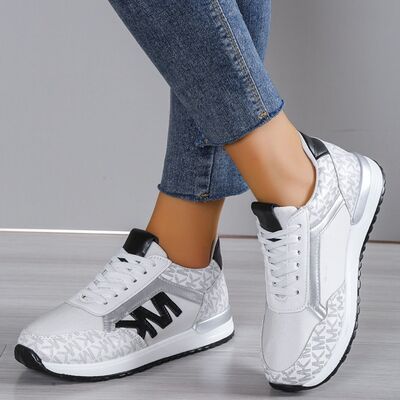 Contrast Lace Up Round Toe Sneakers - Pahabu - Women's Clothing & Shop