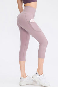 Wide Waistband Cropped Active Leggings with Pockets - Pahabu - Women's Clothing & Shop