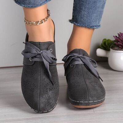 Lace-Up Round Toe Wedge Sandals - Pahabu - Women's Clothing & Shop