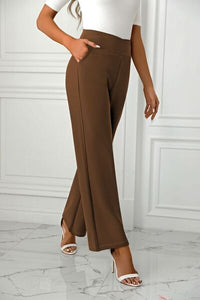 High Waist Straight Leg Pants - Pahabu - Women's Clothing & Shop