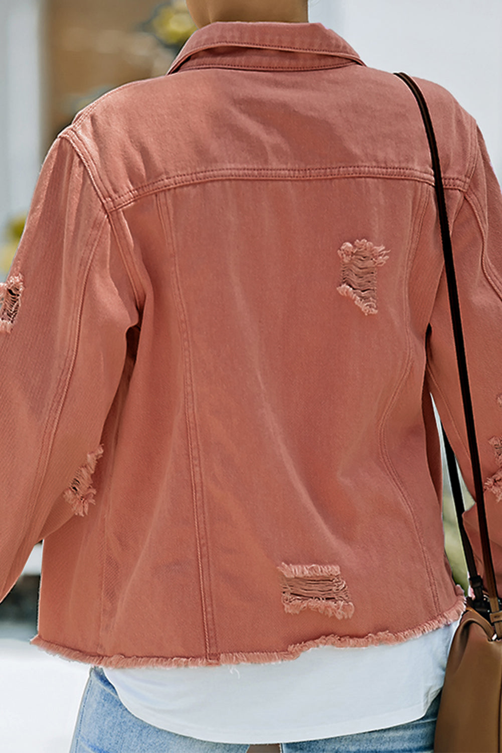 Distressed Raw Hem Denim Jacket - Pahabu - Women's Clothing & Shop