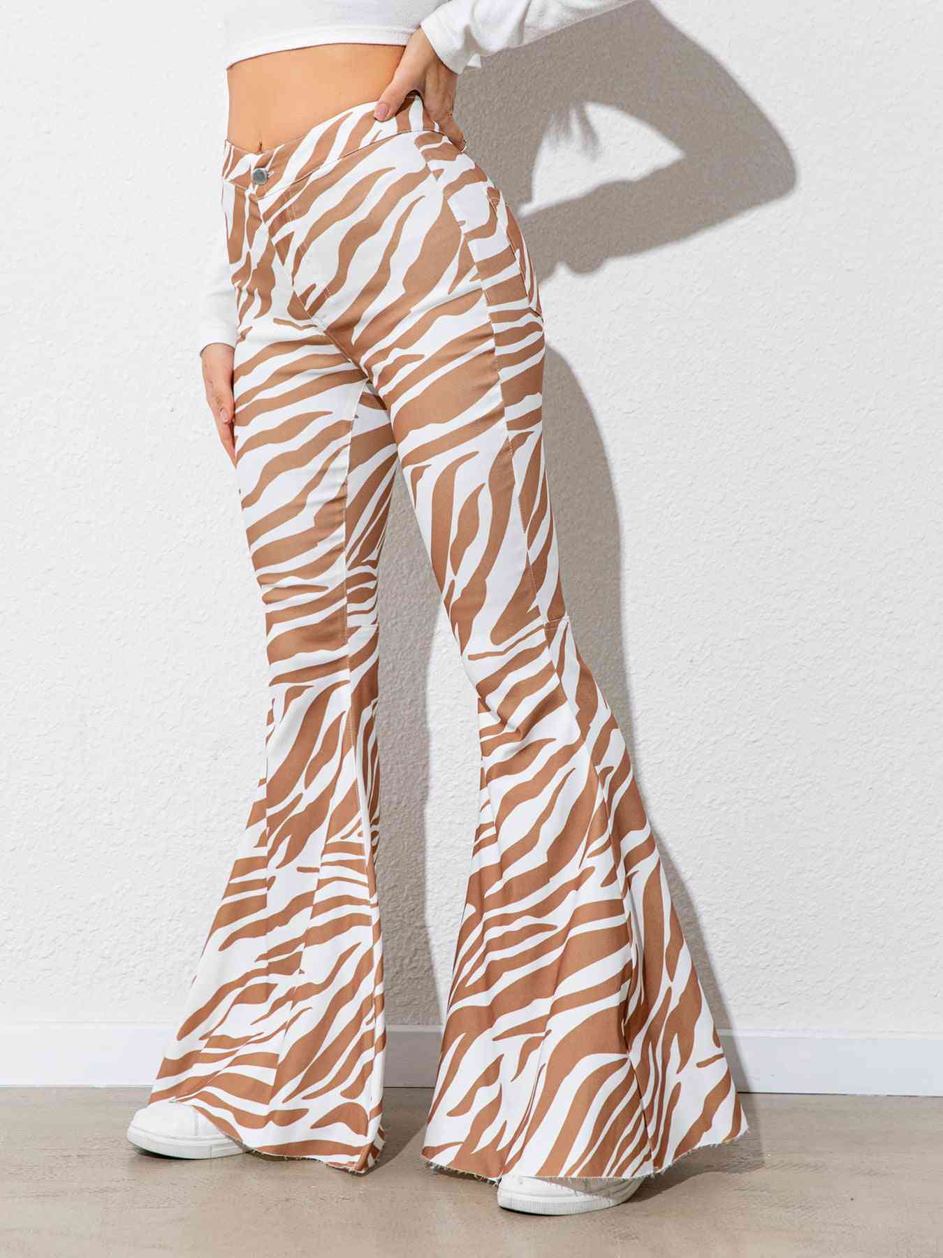 Floral High Waist Flare Leg Pants - Pahabu - Women's Clothing & Shop