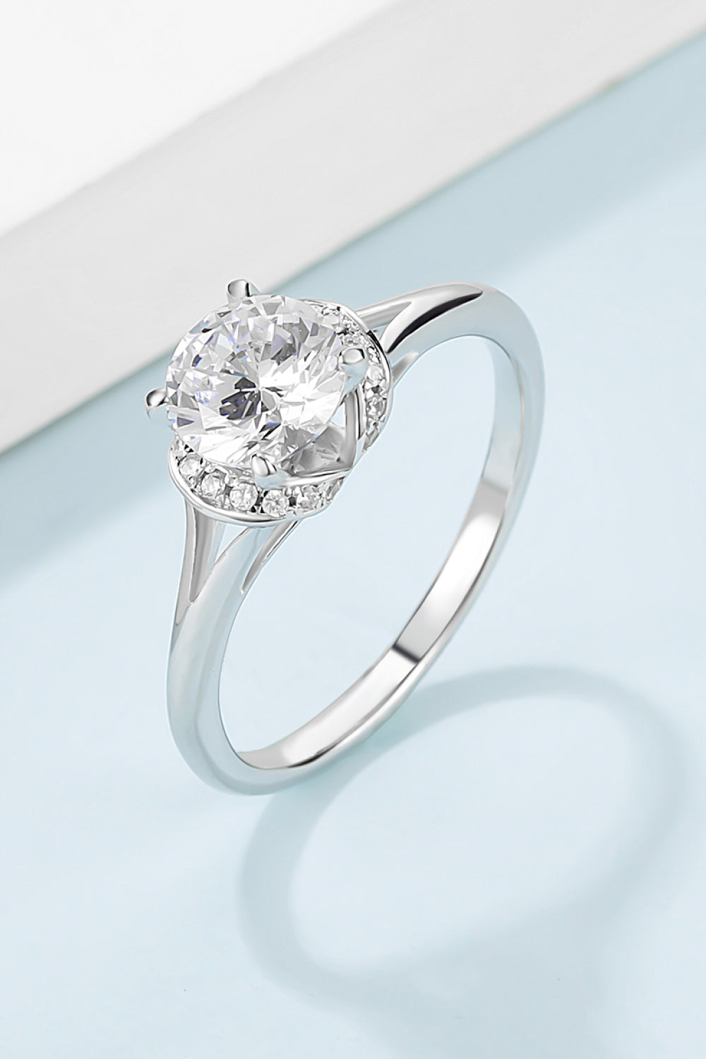 1 Carat Moissanite 925 Sterling Silver Split Shank Ring - Pahabu - Women's Clothing & Shop