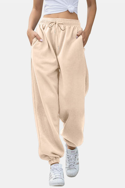 Elastic Waist Joggers with Pockets - Pahabu - Women's Clothing & Shop