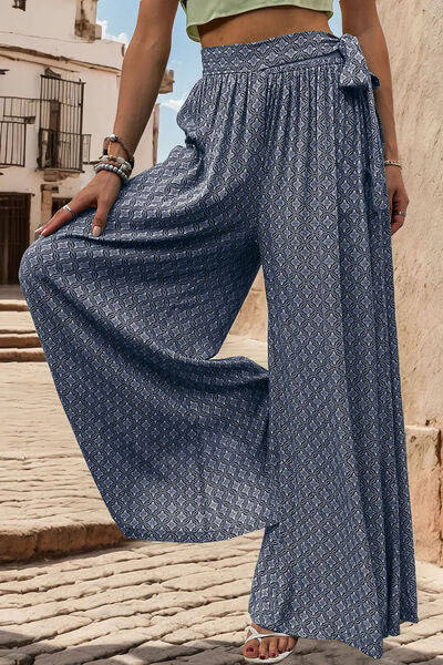 Perfee Printed Tied Wide Leg Pants - Pahabu - Women's Clothing & Shop