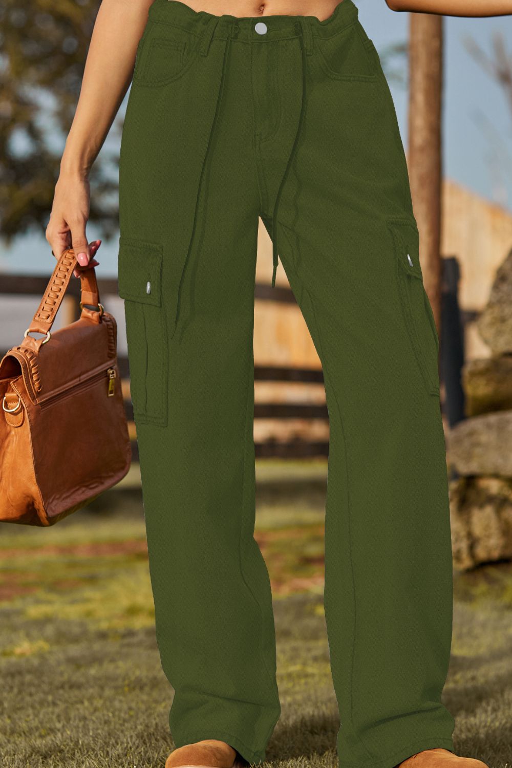 Loose Fit Drawstring Jeans with Pocket - Pahabu - Women's Clothing & Shop