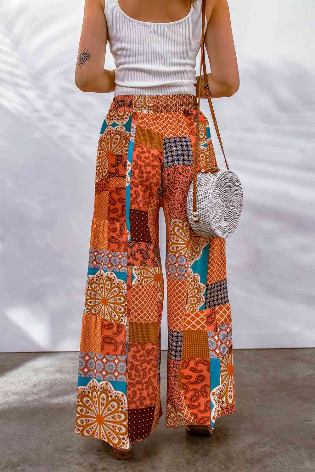 Bohemian Patchwork Drawstring Wide Leg Pants - Pahabu - Women's Clothing & Shop