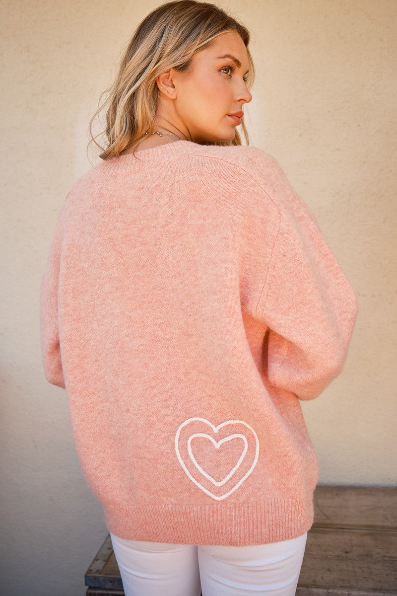 And The Why WIFEY & Heart Round Neck Sweater