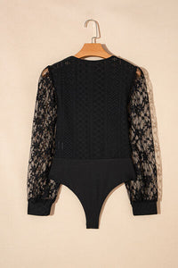 Eyelet Lace Long Sleeve Bodysuit - Pahabu - Women's Clothing & Shop