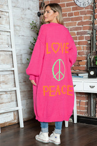 Letter Dropped Shoulder Long Sleeve Cardigan - Pahabu - Women's Clothing & Shop