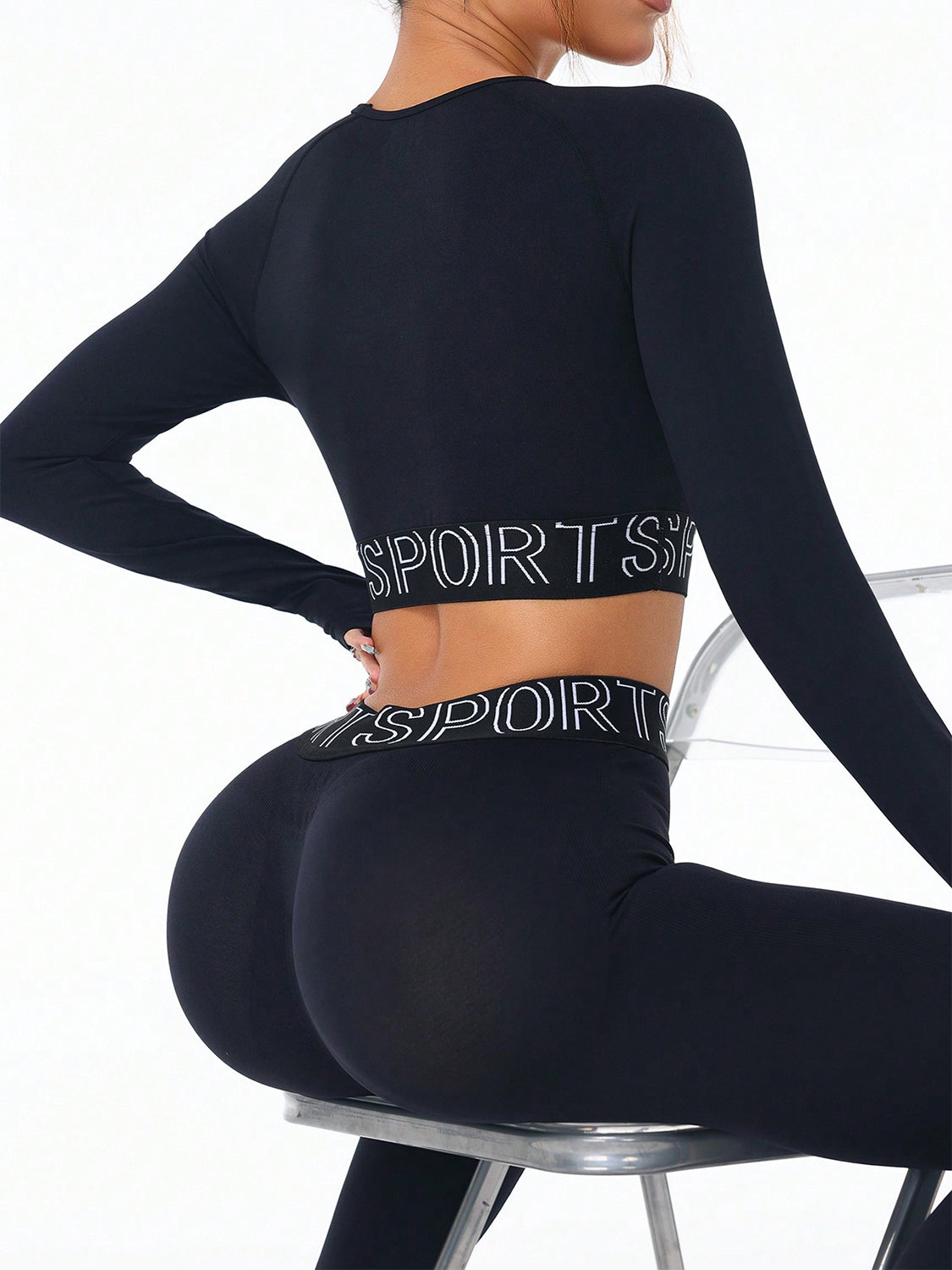 Letter Print Round Neck Long Sleeve Top and Leggings Active Set - Pahabu - Women's Clothing & Shop