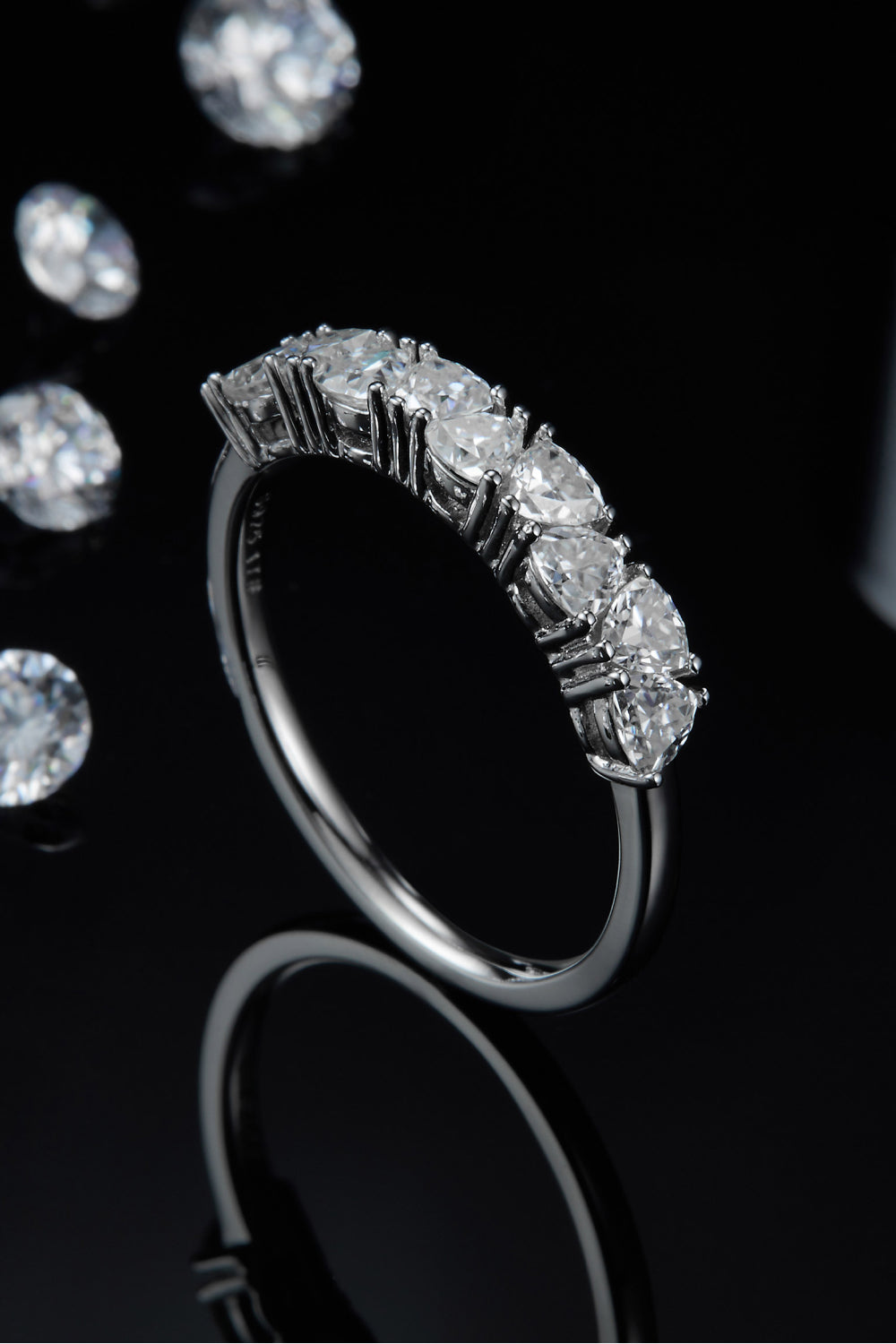 1 Carat Moissanite 925 Sterling Silver Half-Eternity Ring - Pahabu - Women's Clothing & Shop